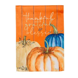 Thanksgiving - Thankful, Grateful and Blessed Suede House Flag