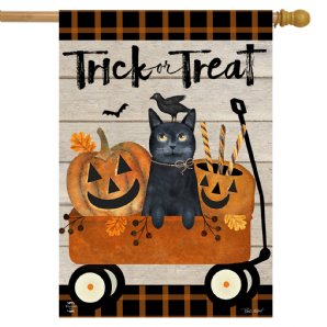 Halloween - Trick or Treat Wagon House Flag- Printed