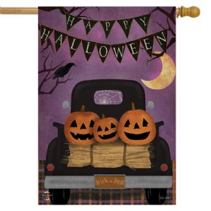 Halloween - Truck Primitive House Flag- Printed