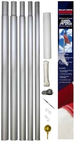 Tapered Section Aluminum 20' Flagpole - Satin