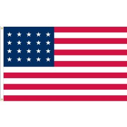 U.S. 20 Star (1818-1819), 3’x5’ U.S. Flag, Nylon, Heading & Grommets