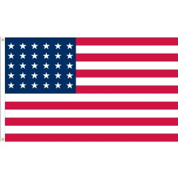 U.S. 30 Star (1848-1851), 3’x5’ U.S. Flag, Nylon, Heading & Grommets